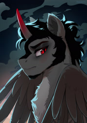 Size: 1280x1799 | Tagged: safe, artist:kaylemi, oc, oc only, oc:somber(ghoulhowls), alicorn, pony, chest fluff, ear fluff, male, solo, stallion