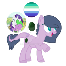 Size: 900x900 | Tagged: safe, artist:elementbases, artist:firefox238, rarity, spike, oc, oc:jade, dracony, hybrid, pony, unicorn, g4, base used, color palette, deviantart watermark, female, gay pride flag, hug, interspecies offspring, male, obtrusive watermark, offspring, open mouth, parent:rarity, parent:spike, parents:sparity, pride, pride flag, reference sheet, screencap reference, ship:sparity, shipping, simple background, smiling, solo, straight, traditional art, transparent background, watermark