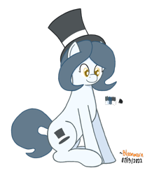 Size: 899x1034 | Tagged: safe, artist:bloonacorn, oc, oc only, oc:hattsy, earth pony, pony, earth pony oc, hat, simple background, solo, top hat, transparent background