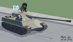 Size: 1660x960 | Tagged: safe, artist:eklipsethepony, oc, oc:eklipse, pegasus, pony, canterlot, flag, flag of equestria, france, french, lorraine 40(t), male, night guard, royal equestrian empire, solo, stallion, streets, tank (vehicle), victory