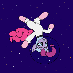 Size: 2000x2000 | Tagged: safe, artist:artevi, pinkie pie, earth pony, pony, g4, sparkle's seven, astronaut pinkie, atg 2022, high res, newbie artist training grounds, solo, space, zero gravity