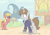 Size: 2724x1909 | Tagged: safe, artist:mandumustbasukanemen, lily, lily valley, oc, oc:littlepip, earth pony, pony, unicorn, fallout equestria, g4, clothes, duo, duo female, female, flower, flower in hair, full body, high res, hoof over mouth, horn, implied time travel, jumpsuit, lily (flower), looking at someone, mare, nervous, outdoors, pipbuck, ponyville, raised hoof, shrunken pupils, standing, sweat, sweatdrops, tail, unicorn oc, vault suit