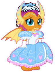Size: 681x893 | Tagged: safe, alternate version, artist:darlycatmake, smolder, dragon, g4, alternate versions at source, beautiful, clothes, cute, dragoness, dress, female, froufrou glittery lacy outfit, gloves, happy, jewelry, long gloves, looking at you, necklace, pretty, princess smolder, puffy sleeves, simple background, smiling, smiling at you, smolder also dresses in style, smolderbetes, solo, transparent background, wet