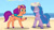 Size: 3410x1920 | Tagged: safe, screencap, izzy moonbow, sunny starscout, earth pony, pony, unicorn, g5, my little pony: tell your tale, on your cutie marks, spoiler:g5, spoiler:my little pony: tell your tale, spoiler:tyts01e18, beach, duo, female, high res, magic, mane stripe sunny, mare, open mouth, referee, referee sunny starscout, sports, sunny's referee whistle, telekinesis, volleyball, whistle, whistle necklace, youtube link