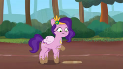 Size: 3410x1920 | Tagged: safe, screencap, pipp petals, pegasus, pony, g5, my little pony: tell your tale, on your cutie marks, spoiler:g5, spoiler:my little pony: tell your tale, female, high res, mare, mud, muddy pipp, solo, youtube link