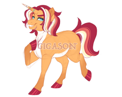 Size: 2900x2300 | Tagged: safe, artist:gigason, oc, oc:carnival chic, pony, unicorn, female, high res, mare, offspring, parent:flam, parent:tempest shadow, simple background, solo, transparent background