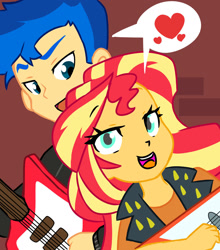 Size: 1280x1454 | Tagged: safe, artist:studiodraw, flash sentry, sunset shimmer, human, equestria girls, g4, duo, female, male, ship:flashimmer, shipping, straight