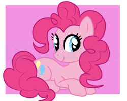 Size: 6336x5040 | Tagged: safe, artist:milkyboo898, pinkie pie, earth pony, pony, g4, abstract background, lying down, prone, solo