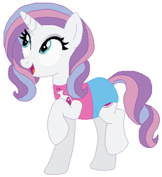 Size: 357x389 | Tagged: safe, artist:selenaede, artist:thefandomizer316, artist:user15432, potion nova, pony, unicorn, g4, g4.5, my little pony: pony life, base used, clothes, cute, cutie mark on clothes, female, g4.5 to g4, generation leap, leotard, mare, novabetes, olympics, open mouth, raised hoof, simple background, smiling, solo, sports, sports outfit, sporty style, swimsuit, white background