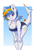 Size: 2480x3508 | Tagged: safe, artist:dandy, oc, oc only, oc:gulfstream, original species, shark, shark pony, anthro, bat wings, breasts, cleavage, clothes, ear piercing, female, hands on knees, high res, leaning forward, looking at you, one-piece swimsuit, piercing, shark pony oc, sharp teeth, smiling, smiling at you, solo, swimsuit, teeth, wings