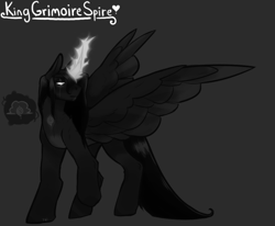 Size: 861x710 | Tagged: safe, artist:tyotheartist1, oc, oc:king grimorire spire, alicorn, pony, alicorn oc, horn, male, reference sheet, stallion, wings
