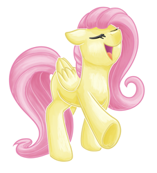 Size: 2249x2480 | Tagged: safe, artist:sevenserenity, fluttershy, pegasus, pony, g4, cute, daaaaaaaaaaaw, eyes closed, frog (hoof), high res, open mouth, open smile, shyabetes, simple background, smiling, solo, transparent background, underhoof