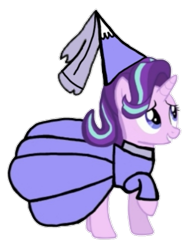 Size: 449x582 | Tagged: safe, artist:darlycatmake, starlight glimmer, pony, unicorn, g4, spoiler:comic71, clothes, costume, cute, happy, hat, hennin, princess, princess starlight glimmer, simple background, smiling, solo, transparent background