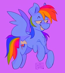 Size: 1840x2048 | Tagged: safe, artist:swirlseypop, rainbow dash, pegasus, pony, g4, chest fluff, flying, grin, lidded eyes, smiling, smug, solo, spread wings, wings