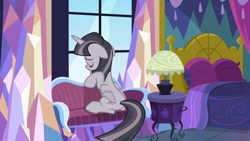 Size: 1280x720 | Tagged: source needed, safe, edit, editor:wardex101, screencap, twilight sparkle, alicorn, pony, fame and misfortune, g4, season 7, bed, butt, couch, discorded, discorded twilight, female, floppy ears, lonely, mare, plot, sad, solo, twibutt, twilight sparkle (alicorn), twilight tragedy, twilight's castle