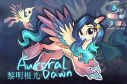 Size: 1452x963 | Tagged: safe, artist:rily, oc, oc only, oc:auroral dawn, hippogriff, pony, bald, blue background, chinese, looking at you, purple eyes, simple background, solo, wings, zoom layer