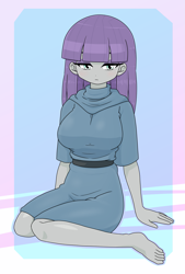 Size: 1503x2224 | Tagged: safe, alternate version, artist:batipin, part of a set, maud pie, human, equestria girls, g4, feet, female, looking at you, multiple variants, solo
