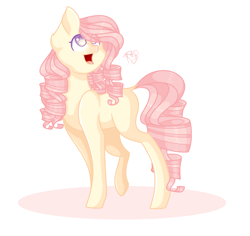 Size: 1358x1284 | Tagged: safe, artist:prettyshinegp, oc, oc only, earth pony, pony, :d, earth pony oc, eye clipping through hair, female, mare, not fluttershy, open mouth, open smile, signature, simple background, smiling, solo, white background