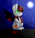 Size: 119x128 | Tagged: safe, artist:prettyshinegp, oc, oc only, bat pony, pony, animated, bat pony oc, bat wings, commission, female, full moon, gif, mare, moon, night, solo, stars, wings, ych result