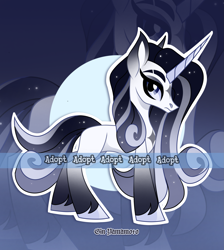 Size: 2137x2380 | Tagged: safe, artist:gkolae, oc, oc only, pony, unicorn, adoptable, ethereal mane, eyelashes, female, high res, horn, mare, solo, starry mane, unicorn oc, unshorn fetlocks, watermark