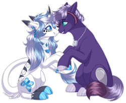 Size: 2070x1698 | Tagged: safe, artist:purplegrim40, oc, oc only, oc:shifter dreams, earth pony, pony, unicorn, cloven hooves, duo, earth pony oc, female, hoof polish, horn, jewelry, leonine tail, male, mare, necklace, simple background, smiling, stallion, tail, transparent background, unicorn oc