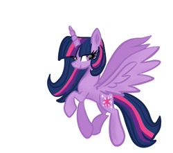 Size: 738x653 | Tagged: safe, artist:petaltwinkle, twilight sparkle, alicorn, pony, g4, female, flying, horn, mare, simple background, solo, spread wings, twilight sparkle (alicorn), white background, wings