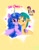 Size: 401x512 | Tagged: safe, artist:petaltwinkle, hitch trailblazer, izzy moonbow, sunny starscout, earth pony, pony, unicorn, g5, :t, bag, duo focus, eyes closed, female, grin, heart, hitch trailblazer is not amused, horn, izzyhitch, looking at each other, looking at someone, male, mare, saddle bag, shipping, simple background, smiling, sparkles, stallion, straight, trio, unamused, yellow background