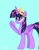 Size: 401x512 | Tagged: safe, artist:petaltwinkle, twilight sparkle, alicorn, pony, g4, blue background, eye clipping through hair, female, folded wings, horn, jewelry, mare, raised hoof, regalia, simple background, solo, twilight sparkle (alicorn), underhoof, wings