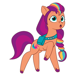 Size: 3000x3000 | Tagged: safe, artist:tokkii, sunny starscout, earth pony, pony, g5, my little pony: tell your tale, :o, bag, female, fluttershy's cutie mark, high res, mane stripe sunny, mare, open mouth, png, rainbow dash's cutie mark, saddle bag, simple background, solo, transparent background, twilight sparkle's cutie mark, vector