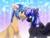 Size: 3300x2500 | Tagged: safe, artist:hakaina, oc, oc only, oc:rainfall (zeepurplefox), pegasus, pony, unicorn, abstract background, chest fluff, colored pinnae, colored wings, duo, facing each other, female, fluffy, freckles, high res, male, mare, slender, spread wings, stallion, star freckles, starry wings, thin, two toned wings, wings