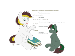 Size: 4128x3096 | Tagged: safe, artist:lennystendhal13, oc, oc only, oc:lucretio, oc:stendhal, pony, book, colt, foal, male, simple background, stallion, transparent background