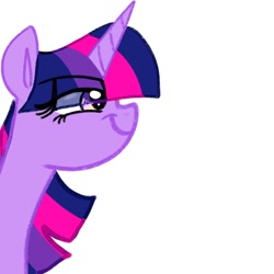 Size: 1280x1280 | Tagged: safe, artist:petaltwinkle, twilight sparkle, ambiguous race, pony, g4, bust, eye clipping through hair, female, horn, mare, profile, simple background, solo, white background