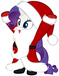 Size: 480x618 | Tagged: artist needed, source needed, safe, rarity, pony, unicorn, g4, belt, bipedal, boots, christmas, clothes, coat, costume, fake beard, female, gloves, hat, holiday, horn, mare, open mouth, santa beard, santa claus, santa costume, santa hat, shoes, simple background, solo, standing, transparent background, vector