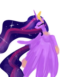 Size: 401x512 | Tagged: safe, artist:petaltwinkle, twilight sparkle, alicorn, pony, g4, the last problem, ethereal mane, eyes closed, female, horn, jewelry, mare, older, older twilight, older twilight sparkle (alicorn), princess twilight 2.0, profile, regalia, simple background, solo, twilight sparkle (alicorn), white background, wings