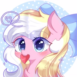 Size: 3207x3207 | Tagged: safe, artist:sweeter_sakura, oc, oc only, oc:bay breeze, pegasus, pony, blushing, bow, cute, female, hair bow, high res, mare, mouth hold, pegasus oc, solo