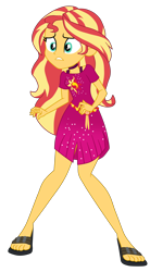 Size: 1900x3448 | Tagged: safe, artist:gmaplay, sunset shimmer, human, equestria girls, equestria girls specials, g4, my little pony equestria girls: better together, my little pony equestria girls: spring breakdown, clothes, dress, sandals, simple background, solo, transparent background