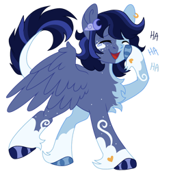 Size: 1280x1274 | Tagged: safe, artist:moonert, oc, oc only, unnamed oc, pegasus, pony, female, hoof on cheek, laughing, mare, open mouth, open smile, pegasus oc, simple background, smiling, solo, spread wings, transparent background, wings