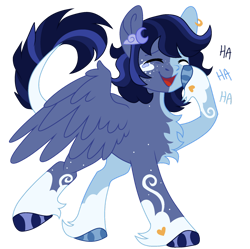 Size: 1280x1274 | Tagged: safe, artist:dilfistic, oc, oc only, unnamed oc, pegasus, pony, female, hoof on cheek, laughing, mare, open mouth, open smile, pegasus oc, simple background, smiling, solo, spread wings, transparent background, wings