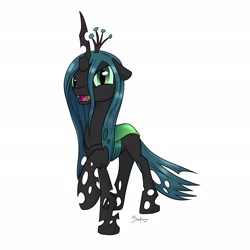 Size: 2048x2048 | Tagged: safe, artist:safizejaart, queen chrysalis, changeling, g4, cute, female, high res, simple background, solo, white background