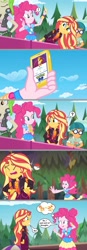 Size: 2203x6319 | Tagged: safe, artist:silverbuller, edit, edited screencap, screencap, cherry crash, doodle bug, pinkie pie, sunset shimmer, human, rapidash, equestria girls, equestria girls specials, g4, my little pony equestria girls: better together, my little pony equestria girls: sunset's backstage pass, comic, pokémon, pokémon go, screencap comic