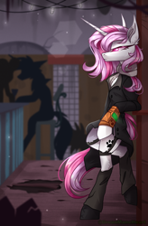 Size: 2300x3500 | Tagged: safe, artist:greenmaneheart, oc, oc:fuzzy dreams, pony, unicorn, bipedal, bipedal leaning, clothes, female, high res, leaning, mare, solo