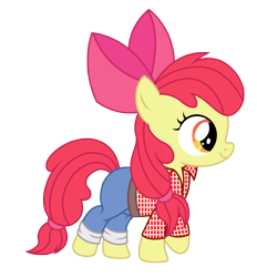 Size: 2471x2663 | Tagged: safe, artist:third uncle, apple bloom, earth pony, pony, g4, bow, clothes, denim, female, hair bow, high res, jeans, mare, pants, simple background, solo, transparent background, unmoving plaid