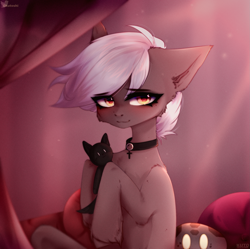 Size: 2229x2224 | Tagged: safe, artist:kutoshi, oc, oc only, earth pony, pony, collar, cute, female, high res, mare, solo