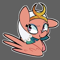 Size: 1500x1500 | Tagged: safe, artist:kindakismet, somnambula, pegasus, pony, g4, black background, bust, female, hat, looking at you, mare, outline, simple background, solo, wings