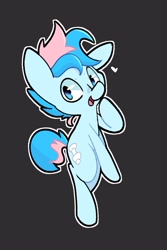 Size: 2000x3000 | Tagged: safe, artist:kindakismet, oc, oc only, oc:blue chewings, earth pony, pony, black background, heart, high res, looking at you, open mouth, outline, simple background