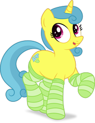 Size: 2539x3294 | Tagged: safe, artist:an-tonio, artist:starcollider, lemon hearts, pony, unicorn, g4, .svg available, clothes, cute, female, high res, horn, lemonbetes, mare, simple background, socks, solo, striped socks, svg, transparent background, vector