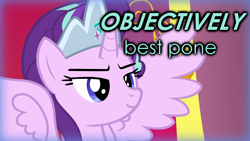Size: 1920x1080 | Tagged: safe, artist:mrvector, starlight glimmer, alicorn, pony, g4, 16:9, alicornified, best pony, crown, jewelry, large wings, link in description, princess starlight glimmer, race swap, regalia, smug, smuglight glimmer, solo, spread wings, starlicorn, text, throne, throne room, thumbnail, vector, wings, youtube link, youtube link in the description