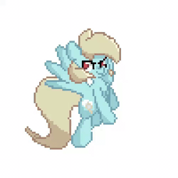 Size: 500x500 | Tagged: safe, artist:kindakismet, oc, oc only, oc:cloud gazer, pegasus, pony, animated, flying, gif, looking at you, pixel art, simple background, solo, white background, wings