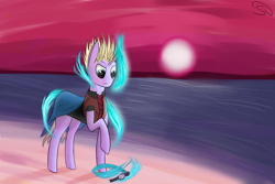 Size: 3000x2000 | Tagged: safe, artist:stravy_vox, oc, oc only, pony, unicorn, clothes, high res, magic, ocean, solo, watch, water, wristwatch