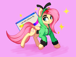 Size: 2800x2100 | Tagged: safe, artist:stravy_vox, fluttershy, pegasus, pony, antonymph, cutiemarks (and the things that bind us), g4, clothes, female, fluttgirshy, gir, high res, invader zim, microsoft, microsoft windows, simple background, solo, vylet pony, webcore, windows xp